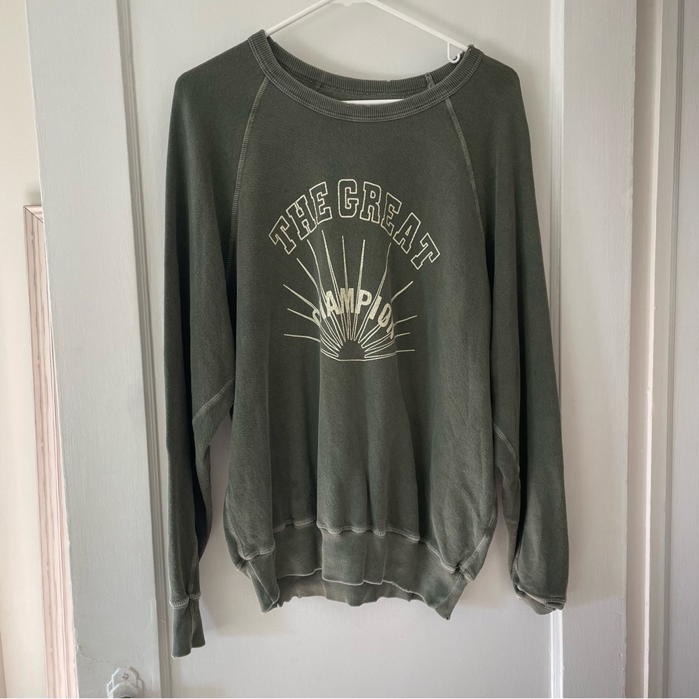 The Great Faded Green “Champion” Pullover Crew Neck Graphic Sweatshirt 2 Medium